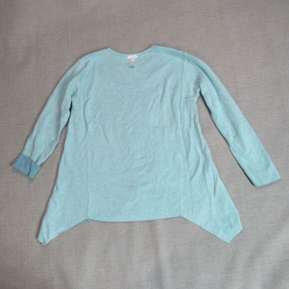 J. Jill Reversible Sweater Womens Size S Blue Sea Green Asymmetrical Hem Casual - Picture 8 of 14